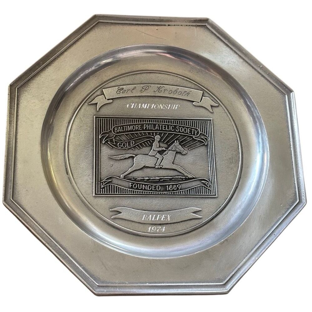 Vintage 1974 BALPEX Baltimore Philatelic Society Gold Championship Award Plate